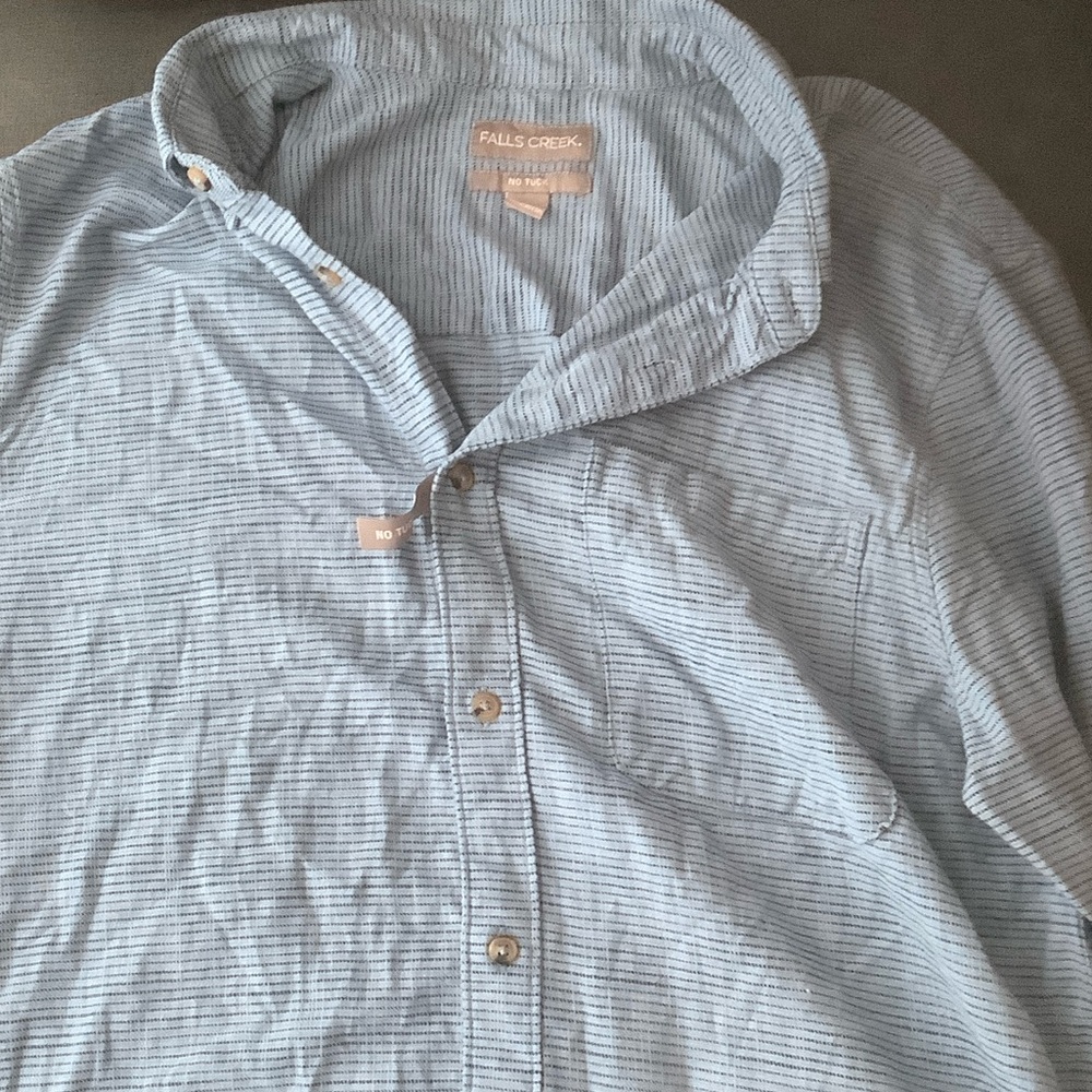 Falls Creek Men's Light Blue Pinstripe Shirt